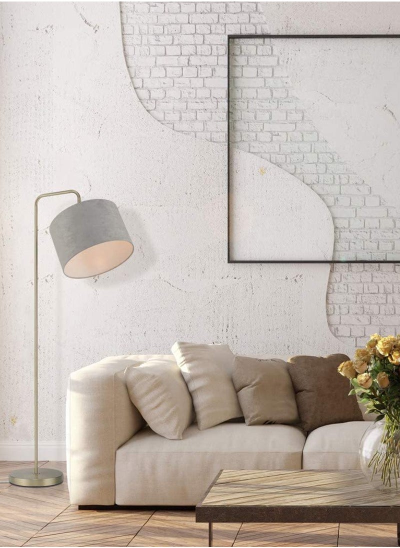 Momozone - Floor lamp with fabric lampshade gray home decoration reading lamp suitable for living room bedroom office - Image 1