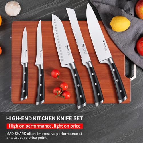 MAD SHARK Kitchen Knife Set 5 Piece,Chef Knife Set with Ergonomic Handle, Professional Ultra Sharp Kitchen Knives for High Carbon Stainless Steel Knives Set, Cooking Knives Sets with Gift Box - Image 2