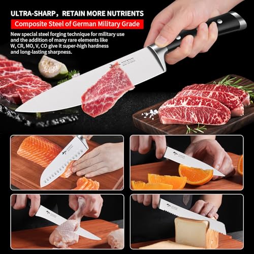 MAD SHARK Kitchen Knife Set 5 Piece,Chef Knife Set with Ergonomic Handle, Professional Ultra Sharp Kitchen Knives for High Carbon Stainless Steel Knives Set, Cooking Knives Sets with Gift Box - Image 3
