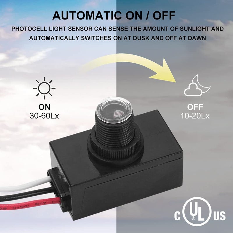 GBAYSA 8 Pack Outdoor Photocell Light Sensor,Dusk to Dawn Photo Control Sensor,Auto on Off Hard-Wired Post Eye Light Control,Photoelectric Switch Sensor for Lighting Fixtures - Image 3