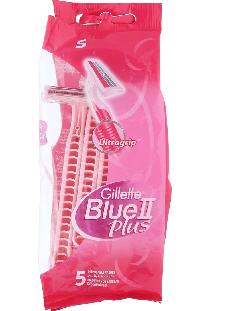 Gillette Blue II Plus Disposable Razor for Women - 5 Pieces pink - Image 1