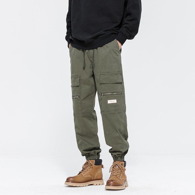 Plus Size Workwear Cropped Pants Men And Women 2024 Fashion Brand Japanese Loose Handsome Motorcycle Zipper Trousers Men - Image 1