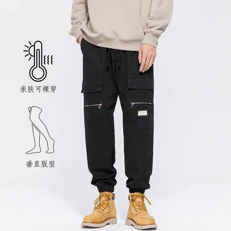 Plus Size Workwear Cropped Pants Men And Women 2024 Fashion Brand Japanese Loose Handsome Motorcycle Zipper Trousers Men - Image 3