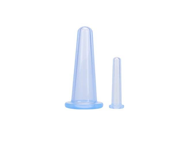 ACS Facial Cupping Set Silicone Suction Massage Cups Acupuncute Manual Therapy Face Massger, Transparent, Set of 2 - Image 1