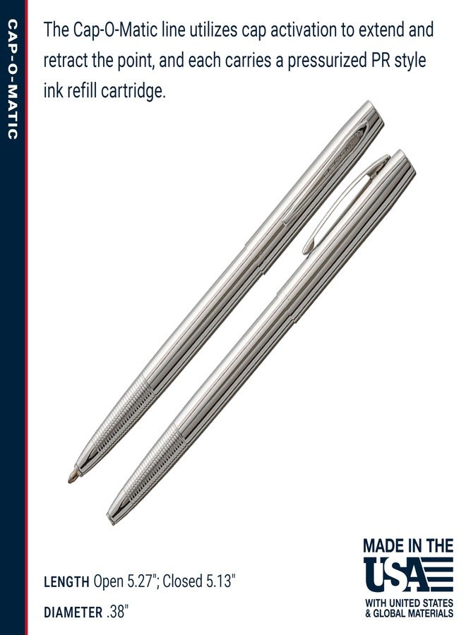 فيشر قلم فيشر الفضائي ذو الغطاء المعدني المطلي بالكروم، قلم حبر جاف، حبر أسود، مشبك جيب، علبة هدايا - Image 5