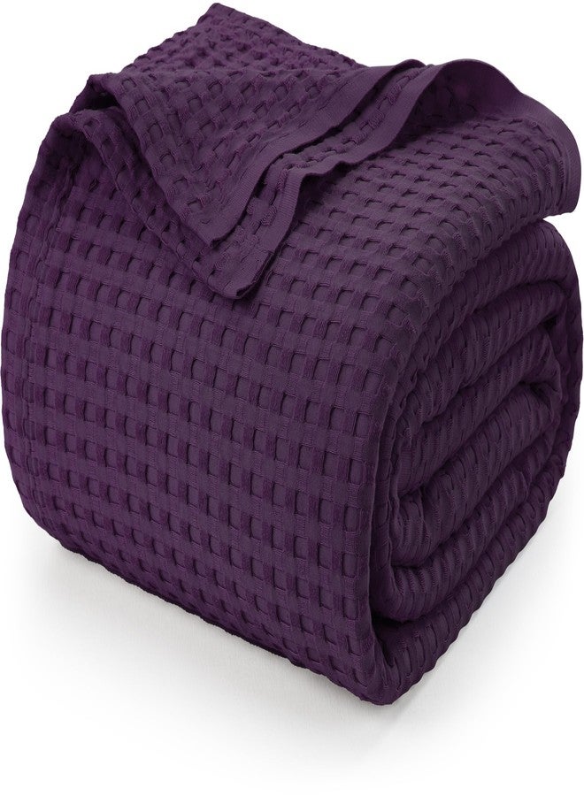 Utopia Bedding Plum 100% Cotton Waffle Blanket 300 GSM [Queen - 90x90 Inch] Soft Lightweight Breathable Bed Blanket for All Season - Image 1