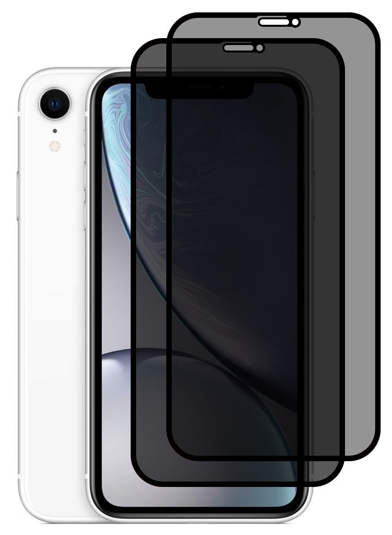 Theodor Pack of 2 Tempered Glass Screen Protector With 9H hardness For APPLE IPHONE XR 6.1 Privacy - Image 1