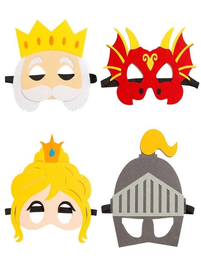INF-STAR Dragon & Knight Felt Masks for Kids - 4 Pack Fairy Tale Costume Kit for Toddler Kids Role Play, Dress-Up, Story Time, Learning Activities & Birthday Party Favors - Image 1