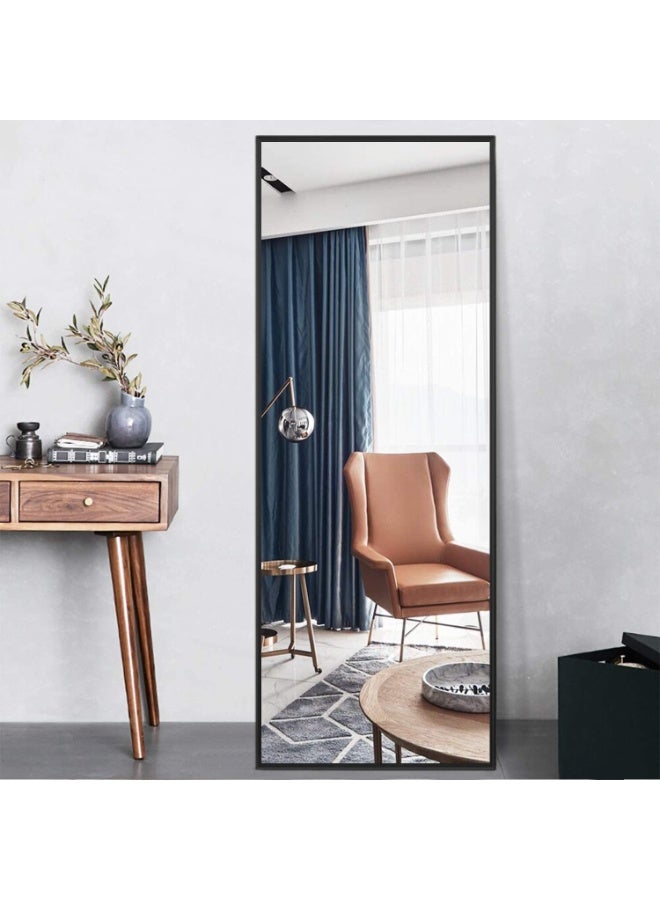NAMA Anti Shock Breakable frame Full length Mirror 170cm x60cm with metal stand and can be hanged on the wall Premium  Standing Mirror, Large Wall Mirror, Full Length Mirror with 1.6 cm Thick Aluminium Frame and Fixed Back Panel, Decorative Mirror for Living Room, Sleep, Dressing(black) - Image 5