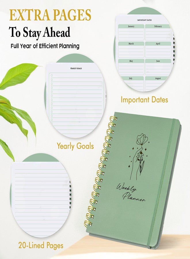 Only Zest Undated Weekly Planner, Aesthetic Weekly To Do List Notebook with Goal and Habit Tracker Organizer, Compact, Soft Touch Hardcover - Stylish Journal for School, Office Green - Image 3