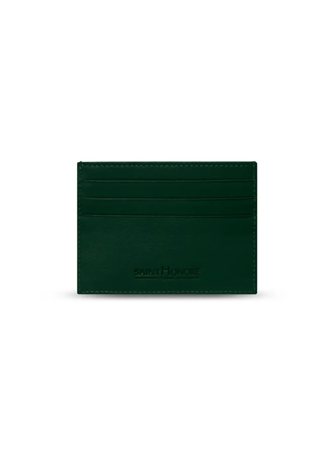 سانت هونور حافظة بطاقات جلدية رجالية بلون أخضر أساسي