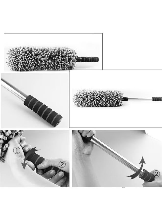 Classic Portable Dust Cleaning Microfiber Soft Car Duster Exterior and Interior Cleaning - Long, Unbreakable, and Retractable Handle - Image 3