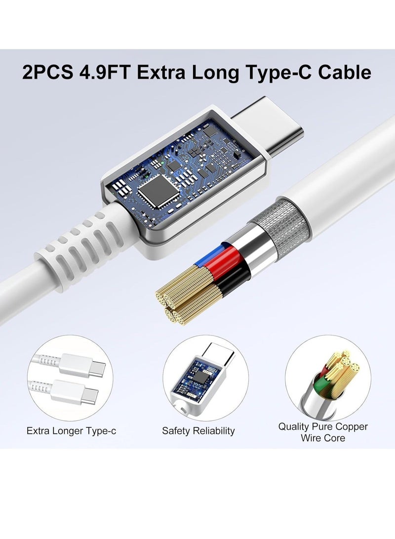 MUNTAQI For Samsung 45w Fast Charger Type C Samsung Super Fast Charger 45W with 5FT USB-C Cable*2pcs, Android Charger for Samsung Galaxy S23 Ultra/S23/S23+/S22/S22 Ultra/S22+/Note 10/20/S20 (white-2pcs Cable) - Image 5