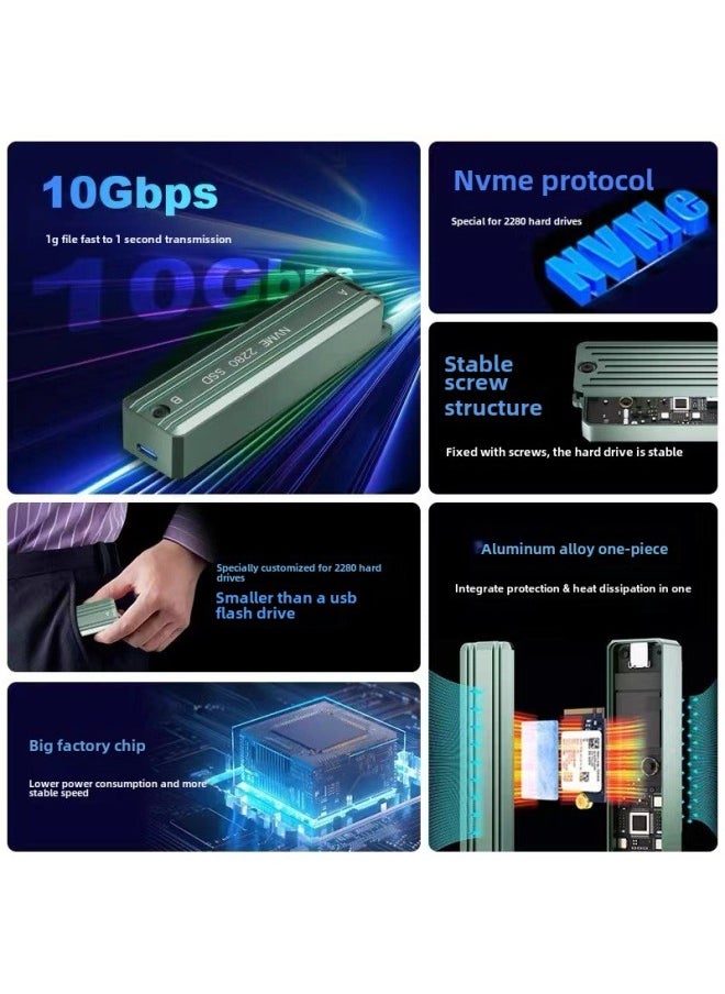 ماركة غير محددة بروتوكول Nvme 2230/42/60/80 M2 صندوق القرص الصلب المحمول ذو الحالة الصلبة لكتابة القراءة الخارجية M.2 SSD-اللون: Txd187 صندوق القرص الصلب 10 جيجا بايت في الثانية [بروتوكول m.2 Nvme] فردي 2280 خليج خالي من الأدوات  - Image 5