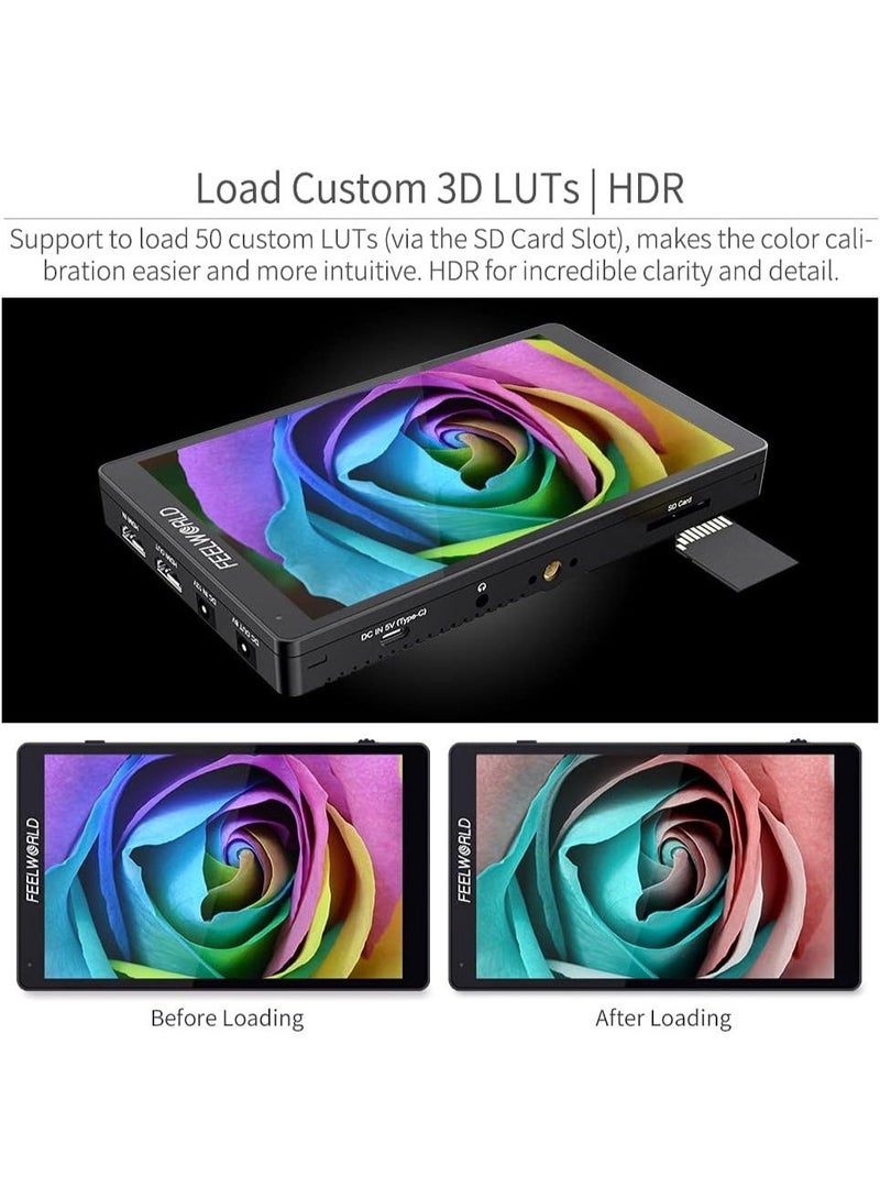 فيل وورلد شاشة فيلد FEELWORLD F7 PRO بحجم 7 بوصة تعمل باللمس لمراقبة كاميرات DSLR مع 3D LUT وHDR وWaveform ومدخل ومخرج HDMI بدقة 4K مع طقم طاقة F970 - Image 3
