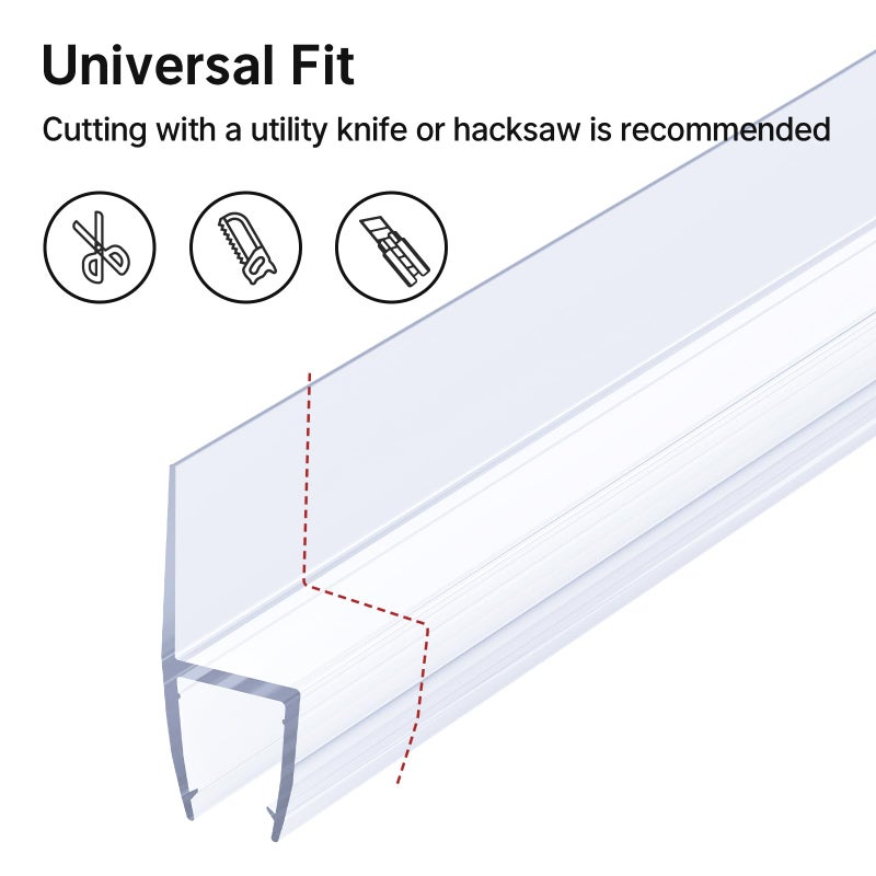 AmazerBath Shower Door Side Seal Strip (Set of 2), Frameless Glass Shower Door Seal Strip - Suitable for 3/8 Inch Glass, 78 inch - Image 5