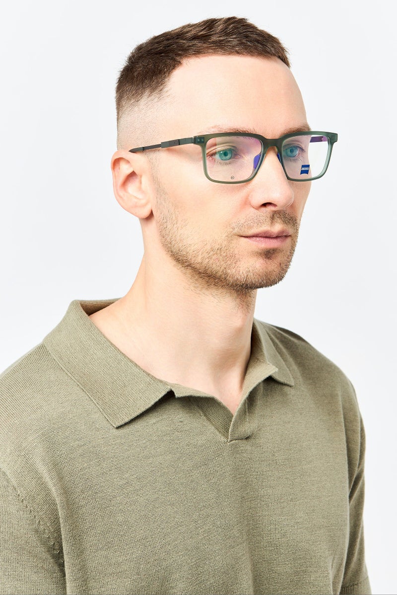 Zeiss Men ZS23718 Rectangular Eyeglasses, Sage Green - Image 2
