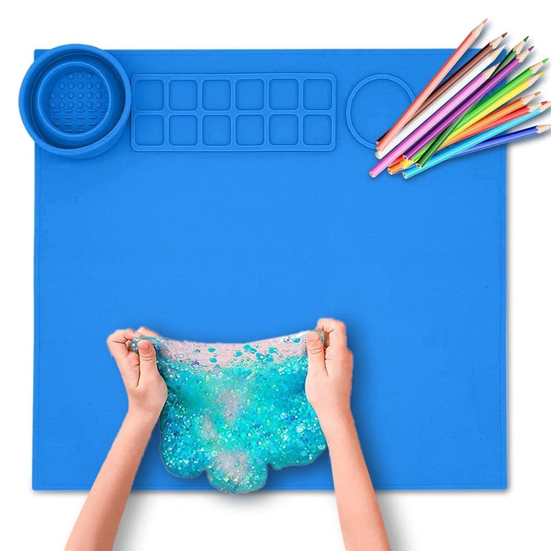 ORIGINAL MART Silicone Painting Mat Drawing Boarderasable Washable Non Stick Silicone SheetFlexible Craft Surface with Color Palette Heat Resistant Art Mat for Kid - Image 4