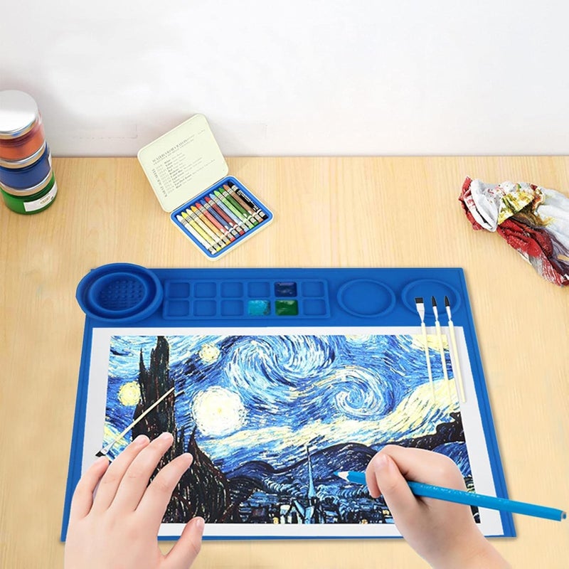ORIGINAL MART Silicone Painting Mat Drawing Boarderasable Washable Non Stick Silicone SheetFlexible Craft Surface with Color Palette Heat Resistant Art Mat for Kid - Image 3