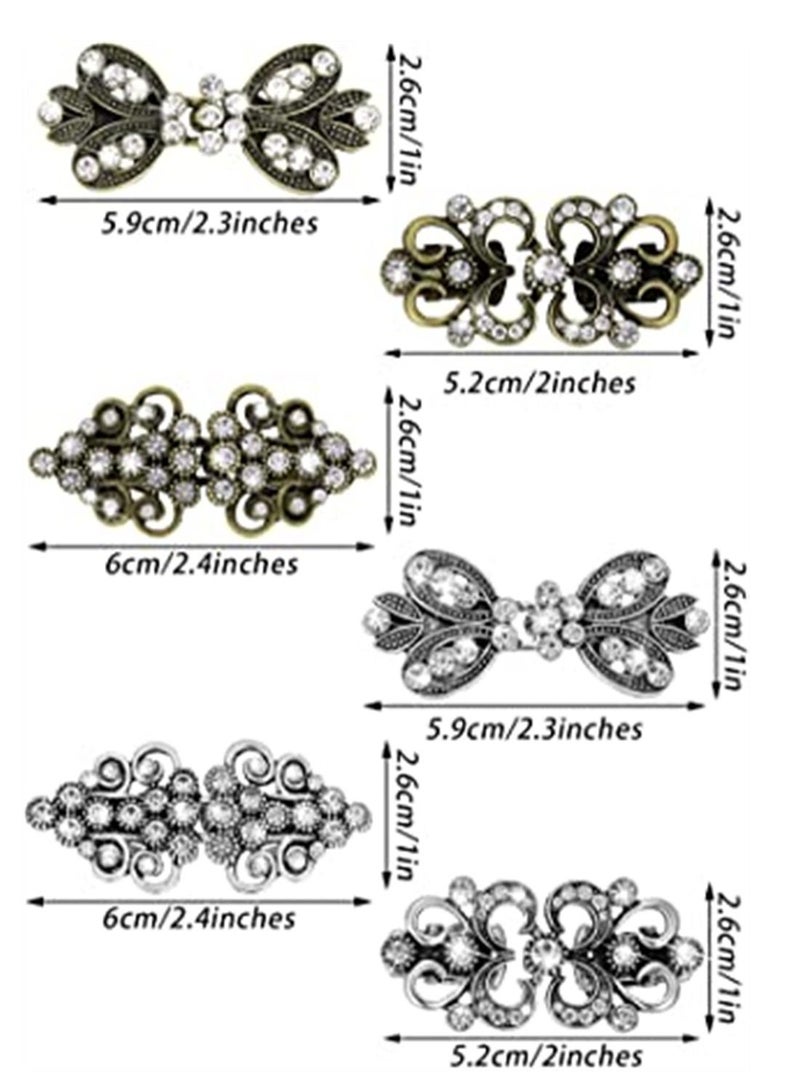 SYOSI Cape Cloak Clips Vintage Sweater Swirl Clip Retro Rhinestone Cardigan Clip Shawl Collar Clasp Dress Shirt Brooch Clip for Girl Women Accessories 6 Pieces - Image 3