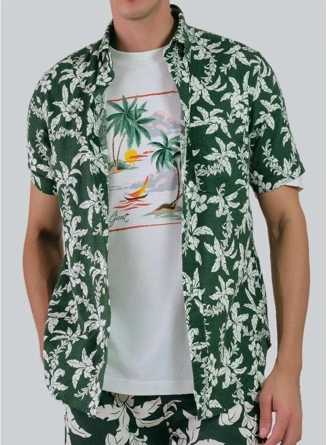غانت Regular Fit Cotton Linen Palm Shirt
