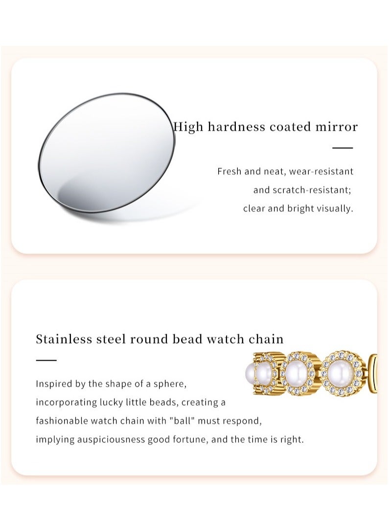 أوليفز ساعة يد نسائية أنيقة وفاخرة بسوار من الفولاذ المقاوم للصدأ واللؤلؤ تصميم مقاوم للماء زجاج عالي الصلابة ساعة سوار عصرية - Image 3