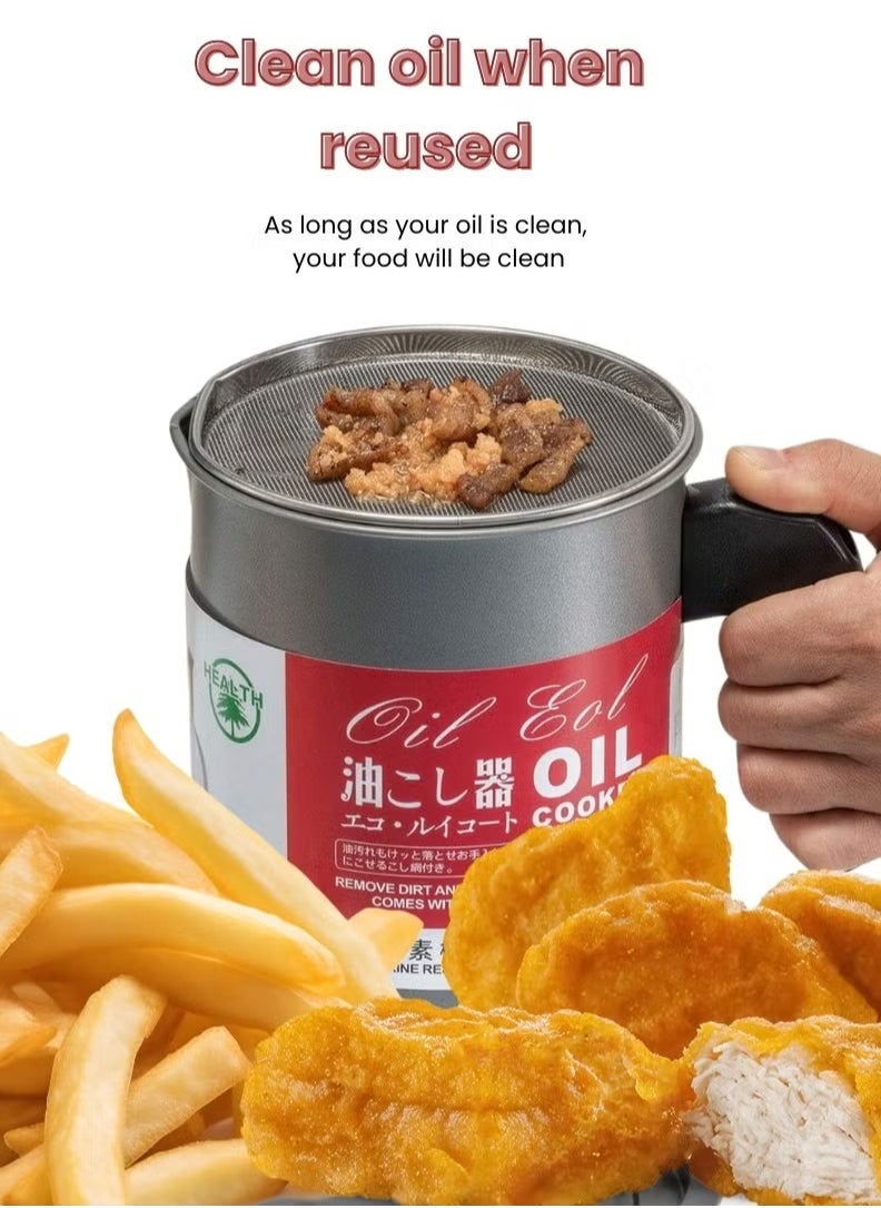 Happy Home - Oil Container Stainless Steel Oil Strainer Pot Container Jug Storage Can With Filter Cooking Oil Pot For Kitchen Household Tools 1.7L - Image 1