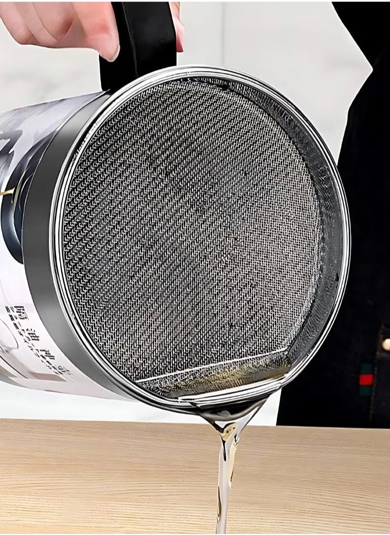 Happy Home - Oil Container Stainless Steel Oil Strainer Pot Container Jug Storage Can With Filter Cooking Oil Pot For Kitchen Household Tools 1.7L - Image 1