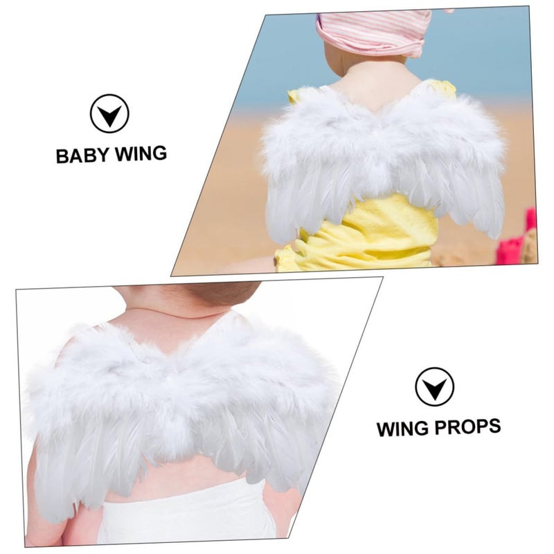White Angel Wings Headband And Leaf Photo Props For Newborn Photography - Image 4