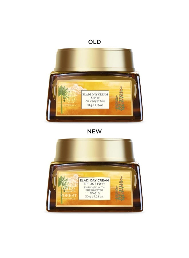 Forest Essentials Eladi Day Cream with SPF 30 | Ayurvedic Face Cream for Normal to Acne Prone Skin | Vitamin C, Niacinamide & Zinc Bhasma | Unique Formula with Fresh-Water Pearl Paste | Clears Blemishes - Image 4