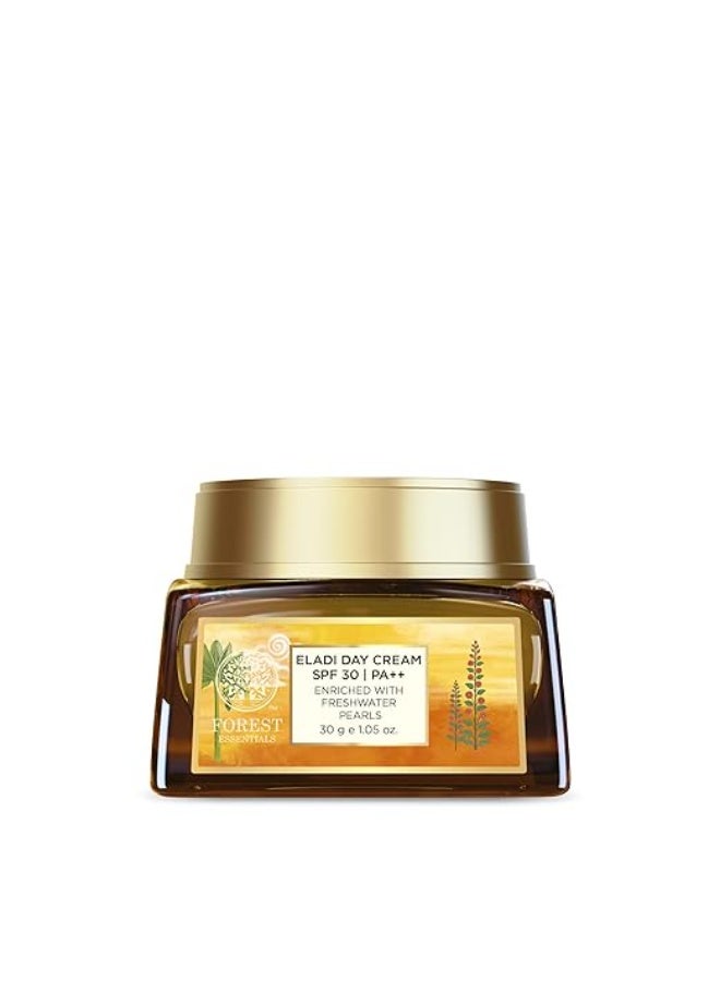 Forest Essentials Eladi Day Cream with SPF 30 | Ayurvedic Face Cream for Normal to Acne Prone Skin | Vitamin C, Niacinamide & Zinc Bhasma | Unique Formula with Fresh-Water Pearl Paste | Clears Blemishes - Image 1