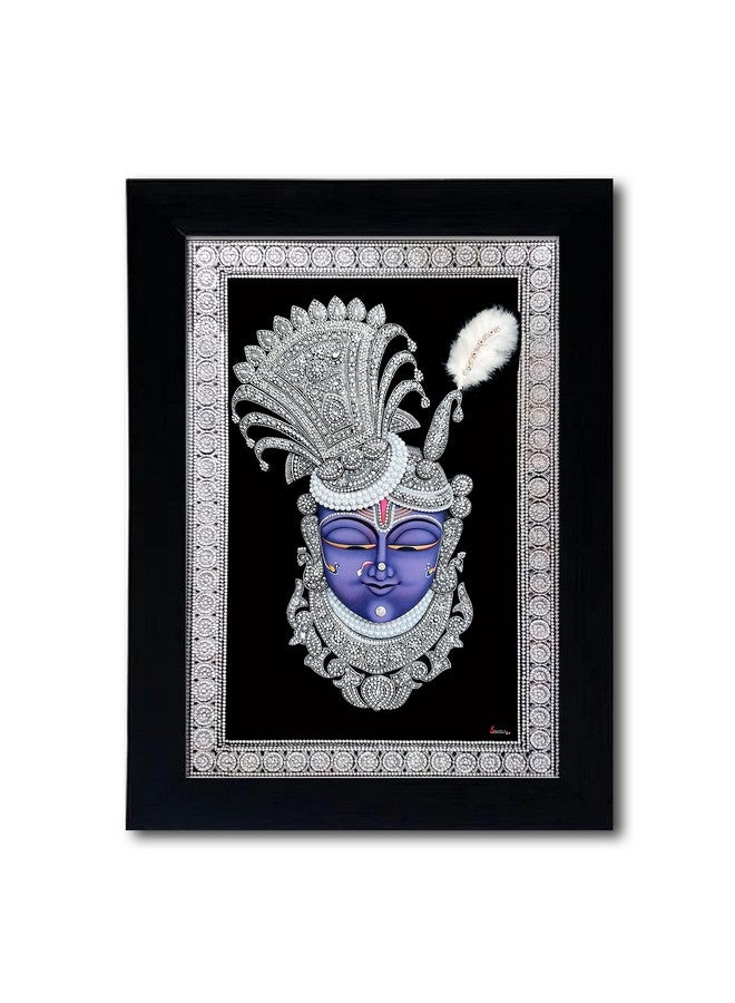 Suman Art Shreenath ji Beautiful Wall Painting Special Effects Sparkle Lamination Framed Wall Paintings For Home Decor,Bedroom,Puja Room With Synthetic Solid Frame Size 10.5X13.5 Inch - Image 1