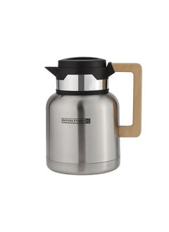 Royalford Stainless Steel Vacuum Jug with Wooden Handle, 1L | RF10169 | Thermal Insulated Airpot | Keep Drinks Hot & Cold up to Hours | Portable & Leak Proof Thermal Flask
