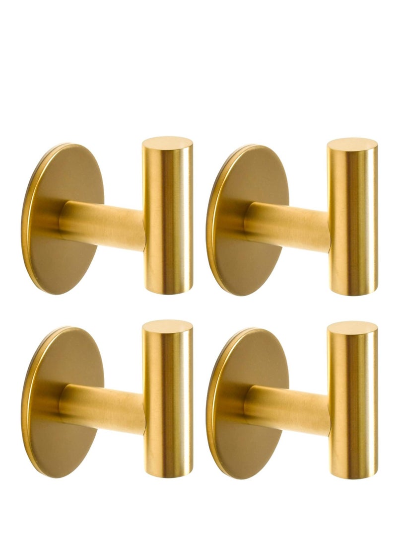 TRASSLE 4 Pack Adhesive Hooks Brushed SUS304 Stainless Steel Towel Hooks Heavy Duty Waterproof Wall Hooks Self Adhesive Coat Robe Towel Hooks for Bathrooms Kitchen Hotel  - Image 1