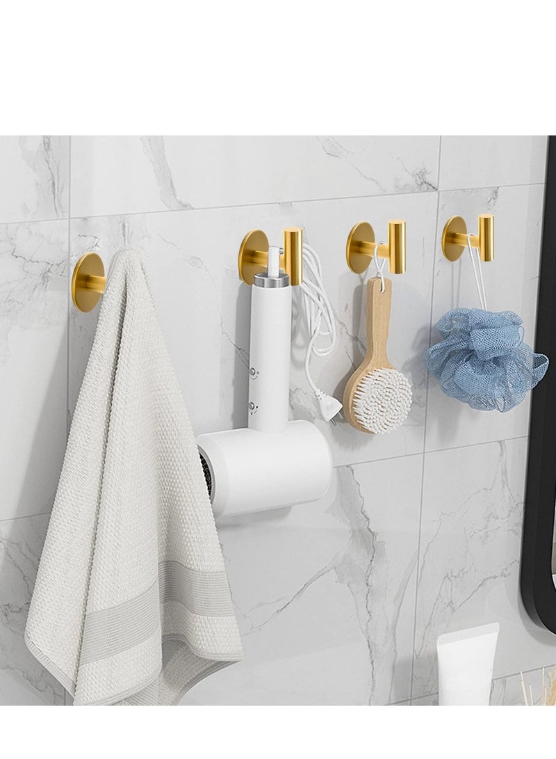 TRASSLE 4 Pack Adhesive Hooks Brushed SUS304 Stainless Steel Towel Hooks Heavy Duty Waterproof Wall Hooks Self Adhesive Coat Robe Towel Hooks for Bathrooms Kitchen Hotel  - Image 4
