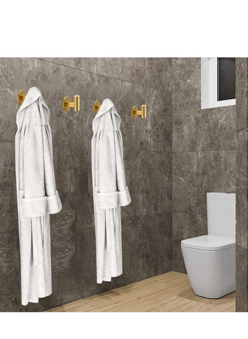 TRASSLE 4 Pack Adhesive Hooks Brushed SUS304 Stainless Steel Towel Hooks Heavy Duty Waterproof Wall Hooks Self Adhesive Coat Robe Towel Hooks for Bathrooms Kitchen Hotel  - Image 5