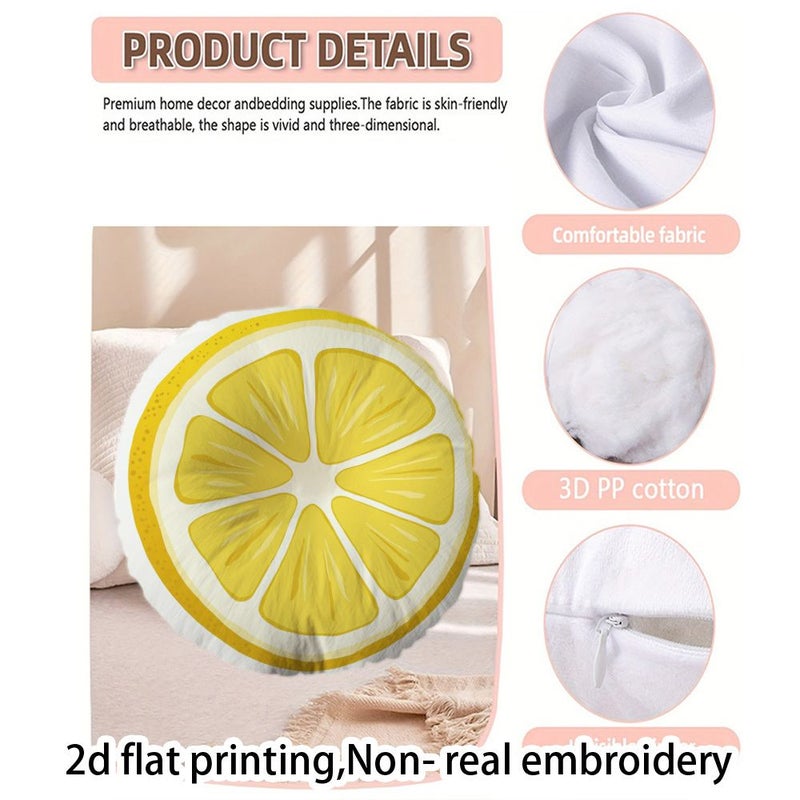 Lemon Slice Cushion 16x16 Inch Decorative Zipper Closure Accent for Home or Office - Image 2