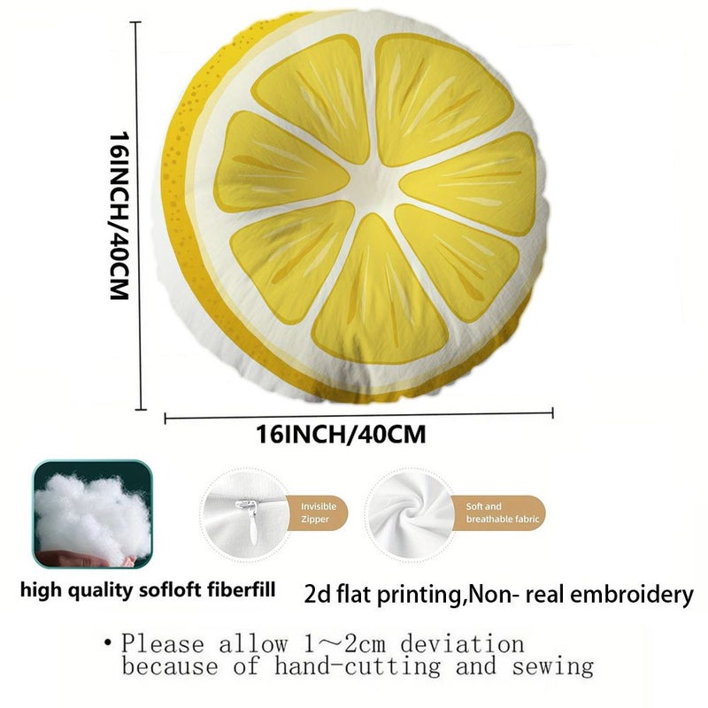 Lemon Slice Cushion 16x16 Inch Decorative Zipper Closure Accent for Home or Office - Image 3