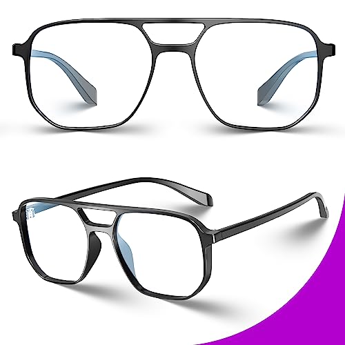 VISOONE Oversized Aviator Frame Lightweight Blue Light Blocking Glasses for Women Men Pilot Fake Nerd Eyeglasses Marion - Image 4