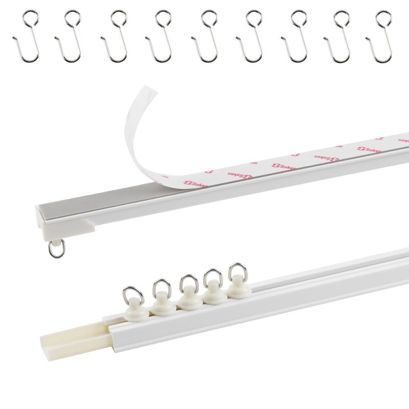 TYRON Adhesive Curtain Track Ceiling or Wall Mount64 53 FT Ceiling Track Room Divider Self Adhesive Curtains Rod No Drill Screws or Tools Curtain Hangers No Damage