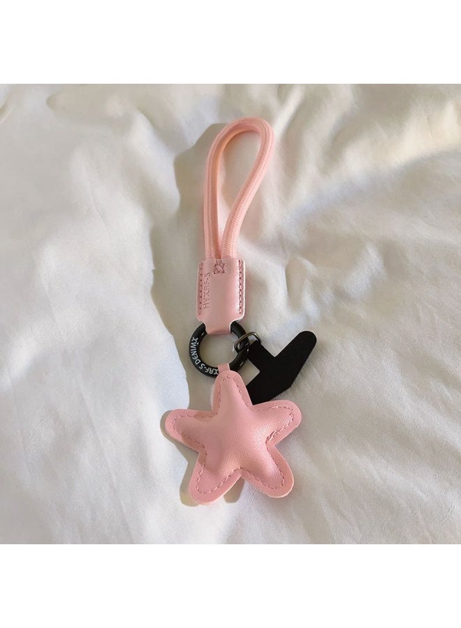 NIBEMINENT Phone Charm/ Chain Strap for Women Girls, Blue Leather Star Cell Phone Case Lanyard Wrist Strap