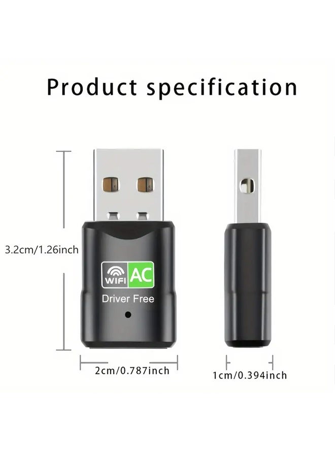 2PCS USB WiFi Bluetooth Adapter for Desktop PC 650Mbps Dual Band 2.4G Wireless WiFi Adapter for PC, Laptop, Compatible with XP/Win7/8/8.1/10/11 System - Image 2