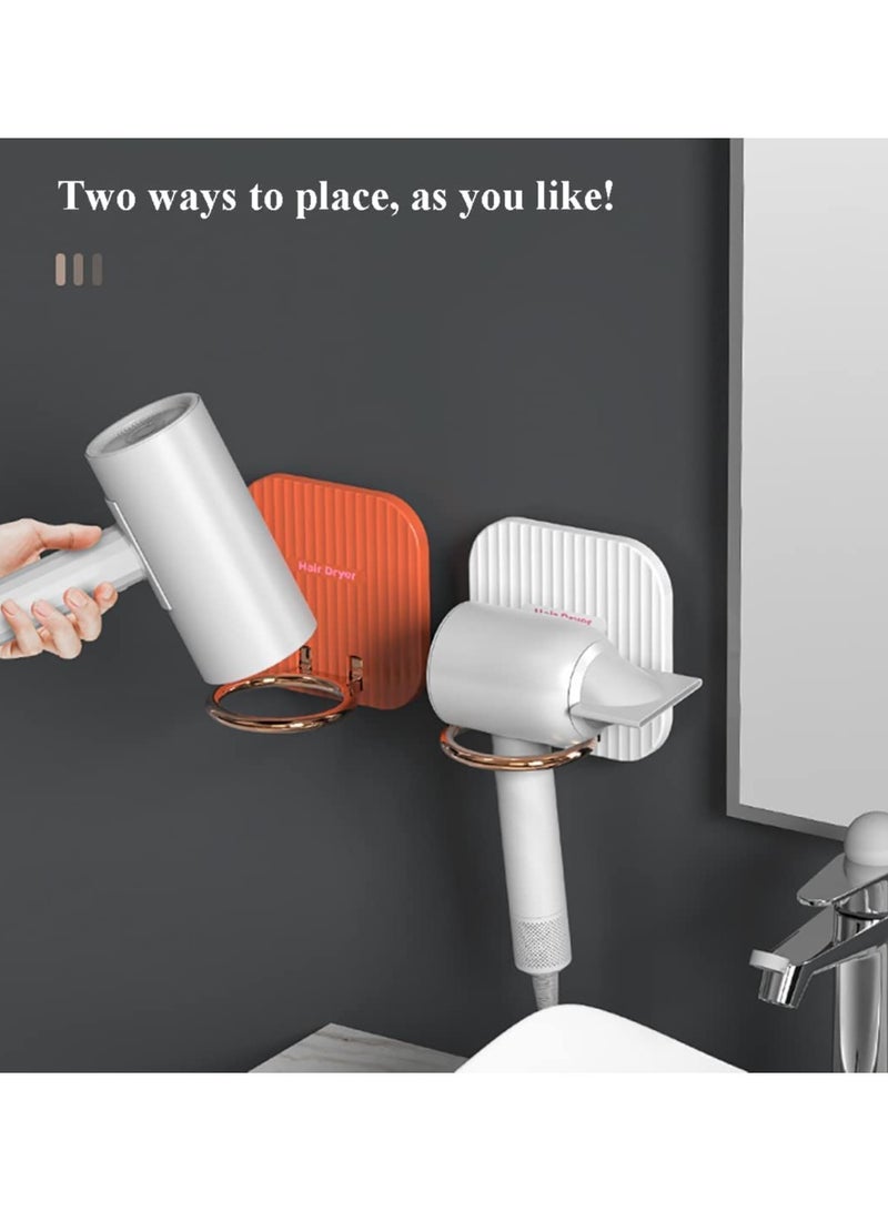 Wall Mounted Hair Dryer Holder with Adhesive Hook, Foldable Blow Dryer Rack for Bathroom Storage, Space-Saving Hair Dryer Hanger (White) - Image 2
