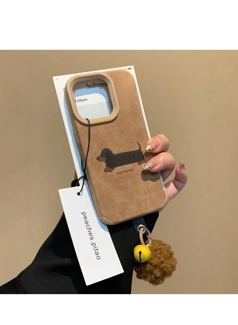 NIBEMINENT Protective TPU Case Cover For iPhone 14 Pro Max, Brown Dachshund With Furball