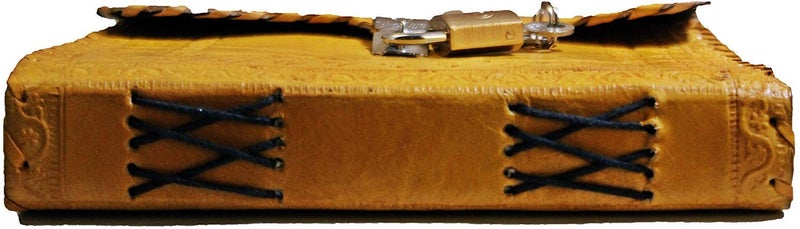 Tuzech Jornal Leather Diary to Write Poems, Notebook Personal Memoir for Office Home Unlined Paper Best Present Art Sketchbook Travel Daily Use with Lock & Key (Yellow, 7 Inches-5 Inches) - Image 3