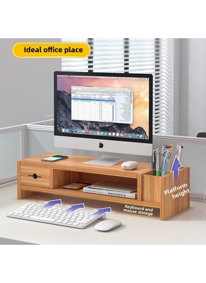 Generic - Monitor Stand Computer Elevated Rack Desktop Pad High Base Shelf Storage Keyboard Office Desktop Storage Rack-Color:2 Layers Of White + Drawer [carbon Steel Structure - No Assembly Required]✅Ready To Use - Image 1