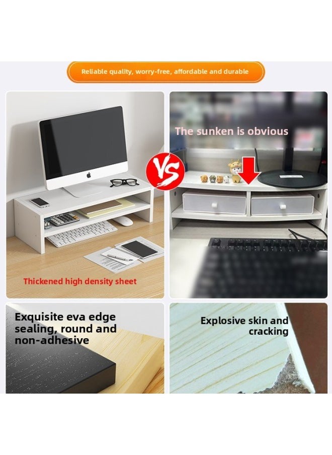 Generic - Monitor Stand Computer Elevated Rack Desktop Pad High Base Shelf Storage Keyboard Office Desktop Storage Rack-Color:2 Layers Of White + Drawer [carbon Steel Structure - No Assembly Required]✅Ready To Use - Image 1