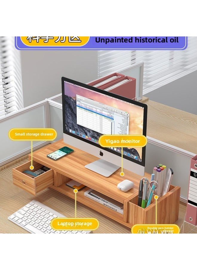 Generic - Monitor Stand Computer Elevated Rack Desktop Pad High Base Shelf Storage Keyboard Office Desktop Storage Rack-Color:2 Layers Of White + Drawer [carbon Steel Structure - No Assembly Required]✅Ready To Use - Image 1
