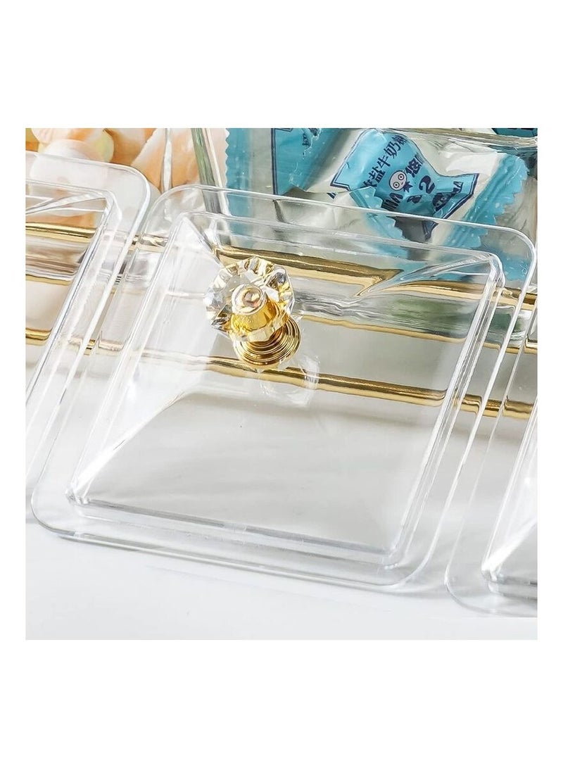 3 bowl Fruit Dessert Snack Bowl Food Nut Storage Golden Tray With Lid Glass Tableware - Image 4