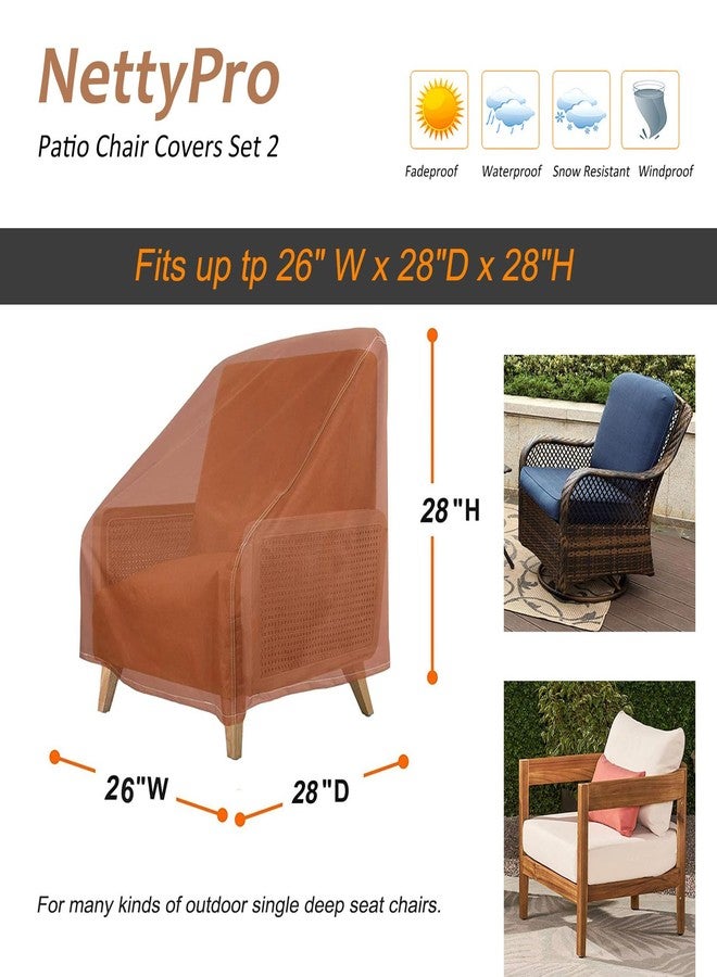 NettyPro أغطية كراسي فناء مقاومة للماء من نيتي برو، عرض 26 بوصة، طقم من 4 أغطية كراسي أثاث خارجي، بني - Image 4